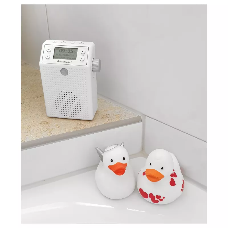Soundmaster DAB60WE rádiové rádio do zásuvky DAB+, FM, Bluetooth, USB funkcia handsfree, odolné proti striekajúcej vode, biela