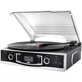 Soundmaster PL590SW stereo veža gramofón s DAB+, FM, AUX, USB, funkcia nahrávania, čierna