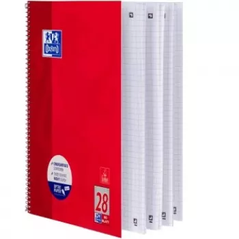 Oxford School A4+ College zápisník, špirálová väzba, štvorčekovaný, 80 listov, 160 strán, 90 g/m² Optik papier, mikrodierovaný, dierovaný 4 diery