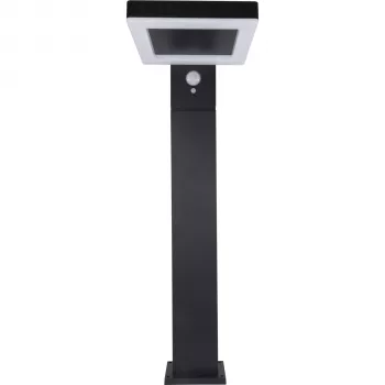 REV LED solárna stojacia lampa hranatá čierna