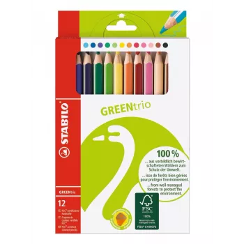 STABILO GREENtrio pastelky – farby, sortiment – balenie 12 ks