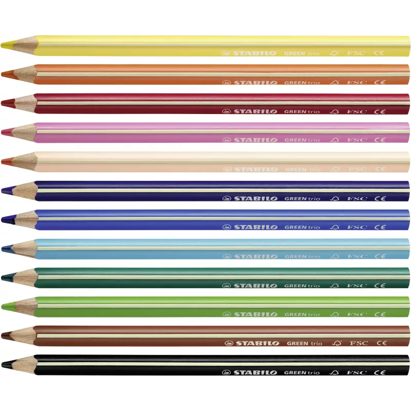 STABILO GREENtrio pastelky – farby, sortiment – balenie 12 ks