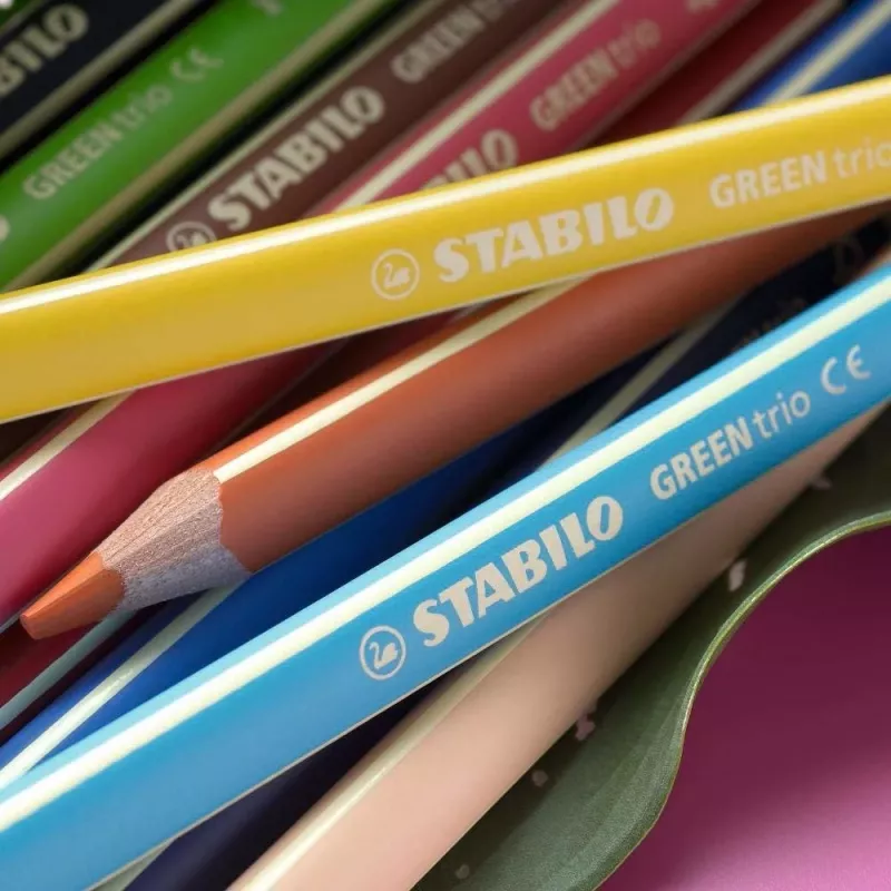 STABILO GREENtrio pastelky – farby, sortiment – balenie 12 ks