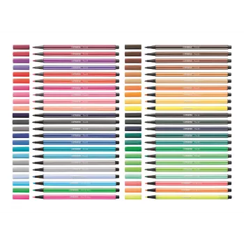 STABILO Pen 68 sada fixiek, 20 farieb, sortiment, plastová krabička, Zebrui tyrkysová, šírka stopy 1 mm