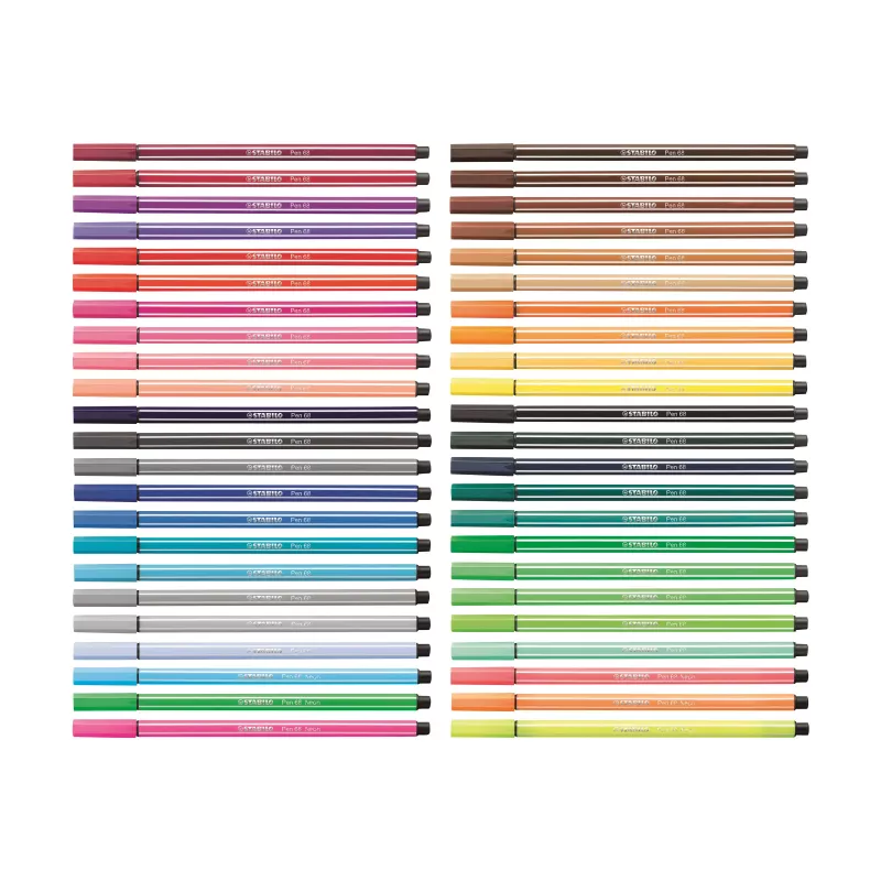 STABILO Pen 68 sada fixiek, 20 farieb, sortiment, plastová krabička, Zebrui tyrkysová, šírka stopy 1 mm