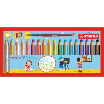 STABILO Woody 3 in 1 multi-talent pero – mäkké – farby, sortiment – 18 ks