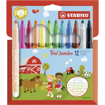 STABILO 380/12 fineliner sada – 12 rôznych farieb (čierna, modrá, hnedá, zelená, svetlomodrá, svetlozelená, oranžová, broskyňová, ružová, červená, biela, žltá) – hrot 0,4 mm – atrament na vodnej báze – plastové puzdro
