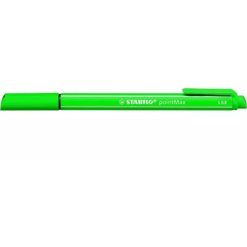 STABILO pointMax fineliner zelená 0,8 mm, nylonový vláknitý hrot, atrament na vodnej báze
