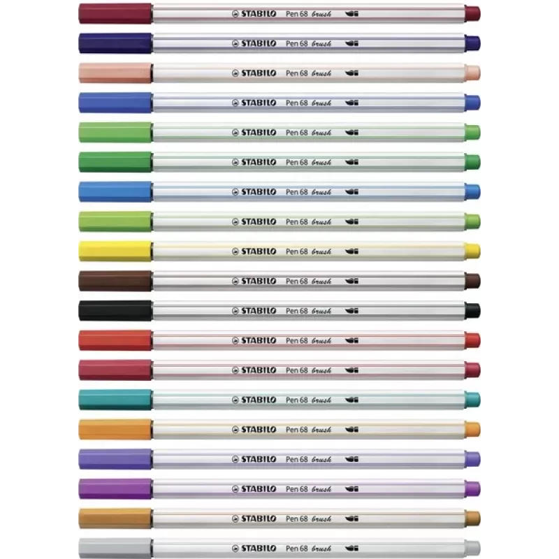 STABILO Pen 68 Brush - modrá - štetec hrot - atrament na vodnej báze - šesťhranná - 1 fixka