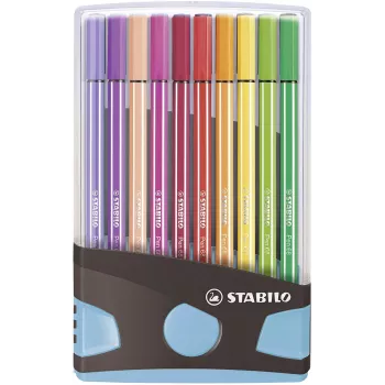 STABILO Pen 68 fixky sada - stredná - 20 farieb - sortiment - 1 mm - 24 h Cap-Off - atrament na vodnej báze