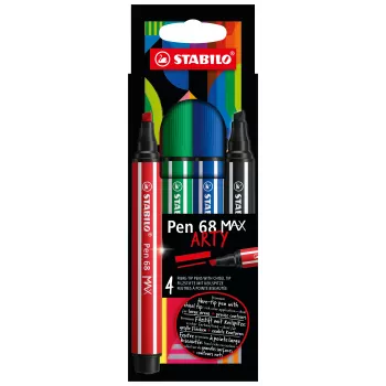 STABILO Pen 68 MAX 4-pack ARTY fixka s klinovým hrotom