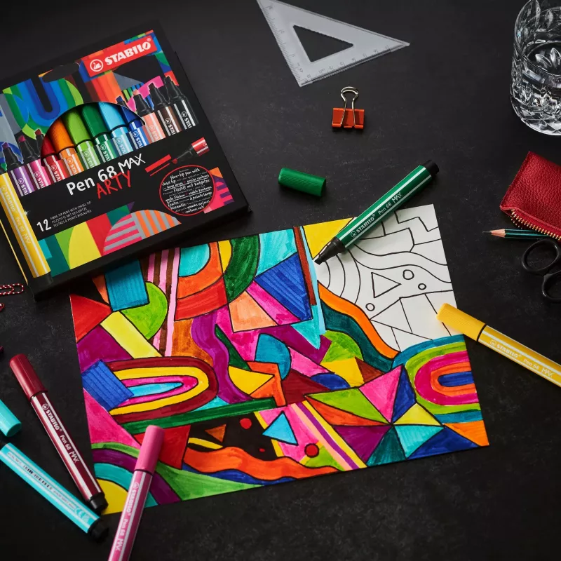 STABILO Pen 68 MAX 4-pack ARTY fixka s klinovým hrotom