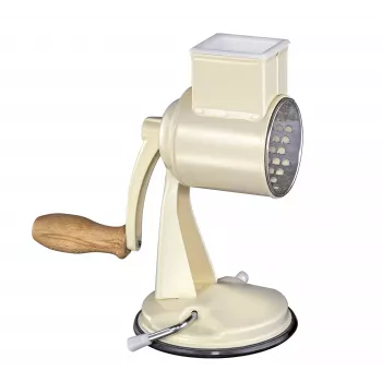Zassenhaus bubnový strúhač Classic Cream – 3-bubnový rotačný strúhač s nerezovými bubnami, prísavka, ergonomická kľuka