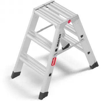 Hailo Master D80 2 x 3 stupne obojstranný skladací rebrík, hliník, nosnosť 150 kg, EN 131