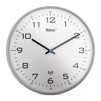 MEBUS 13081 rádiom riadené nástenné hodiny strieborná 30 cm