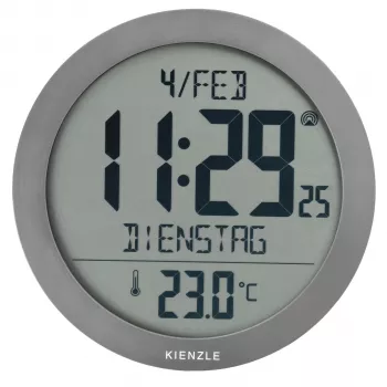 KIENZLE DCF Rádiom riadené nástenné hodiny s ukazovateľom izbovej teploty, antracit