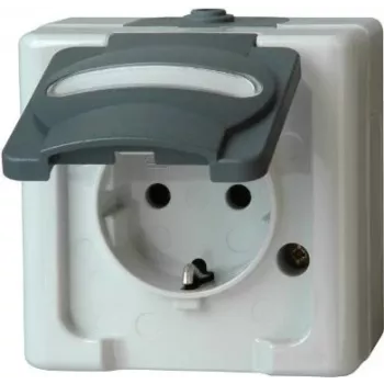 HEINRICH KOPP zásuvka Schuko 1-násobná nástenná do vlhkého prostredia IP44 sivá 16A 250V (103356006)
