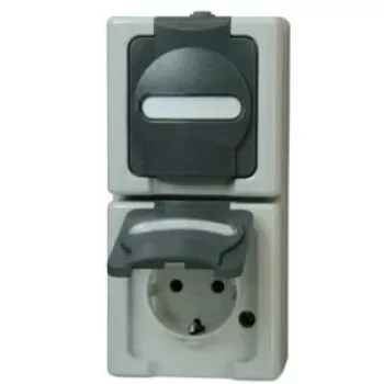 Heinrich Kopp 131456008 zásuvka Schuko 2-násobná zvislá, nástenná, čierna/sivá, 250V, 16A