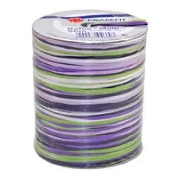 C.E. PATTBERG Raffia darčeková stuha matná fialová/zelená/biela 3,0 mm x 50,0 m