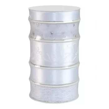 C.E. Pattberg svadobná darčeková stuha sada Satin biela 15/25/40 mm x 5 rolky x 3 m