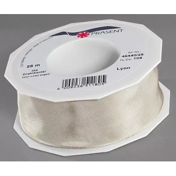 C.E. Pattberg darčeková stuha LYON lesklá krémová 40,0 mm x 25,0 m