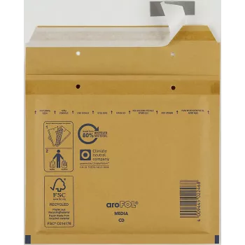 Vereinigte Papierwarenfabriken 100 aroFOL CLASSIC podložené bublinkové obálky, veľkosť 11 (A1), 165x100 mm, hnedá/kraft