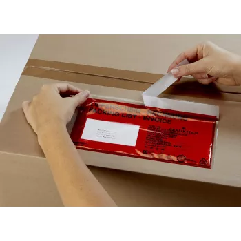 Vereinigte Papierwarenfabriken Docufix samolepiaca taška na dokumenty DL dodací list/faktúra červená/transparentná balenie 1000