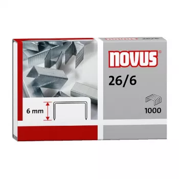 Novus Dahle Novus 26/6 balenie sponiek - 6 mm - 1000 sponiek - pozinkovaná oceľ - strieborná