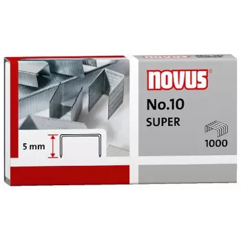 Novus Dahle No.10 SUPER sponky - dĺžka ramienka 5 mm - nerez - 1000 sponiek - kapacita 20 listov