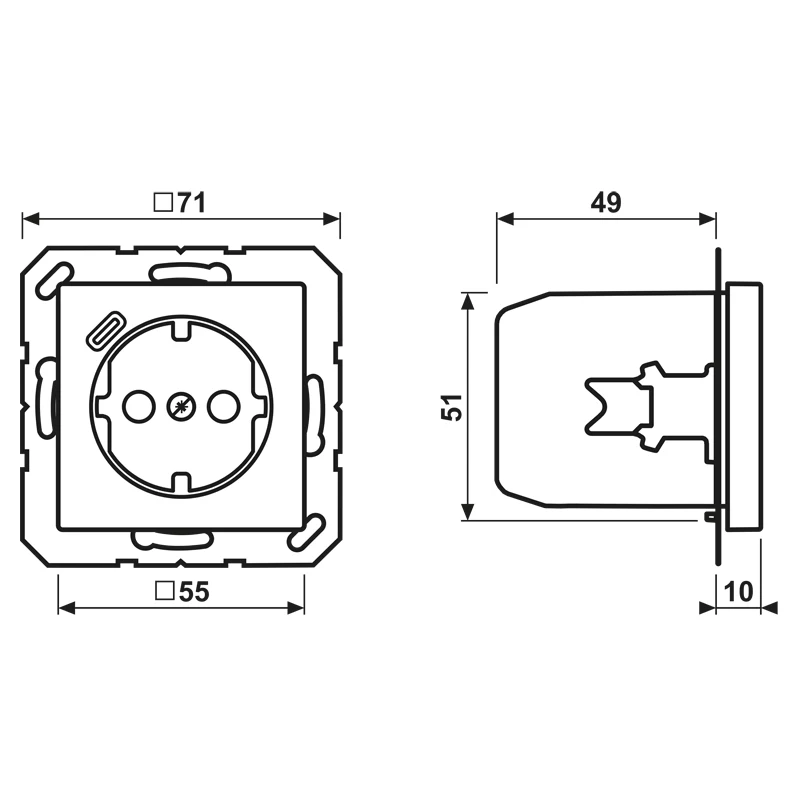 JUNG A 1520-18 C SCHUKO zásuvka 16 A s USB nabíjačkou (JUNG Quick Charge) 1 x Type-C, Safety Plus, séria AS, biela (ivory)