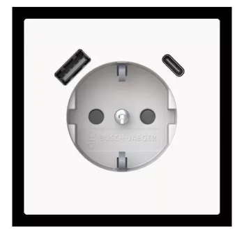 Busch-Jaeger SCHUKO / USB-A+C zásuvka Safety+ 20 EUCB2USBAC-44G Studio White