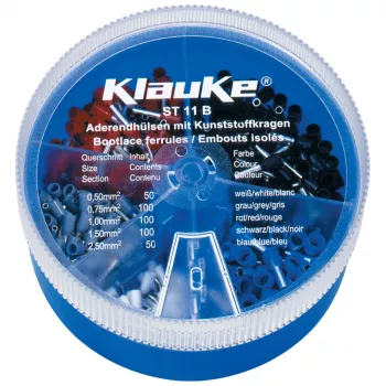KLAUKE ST 11 B sada izolovaných káblových koncoviek - 625 ks, 0,5-10 mm², sivo-čierna krabica
