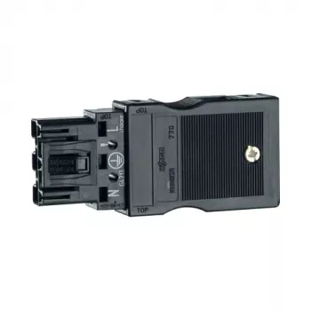 Hager G4703 3-pólová vstupná zásuvka (Wago) pre vodiče 1,5-2,5 mm², čierna