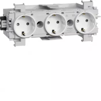 HAGER GS30019016 3-násobná zásuvka, polárna biela, svorky