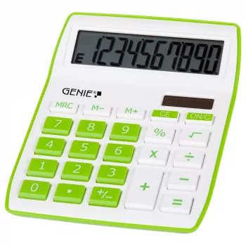 Genie 840 G stolná kalkulačka - 10-miestna - sklopný displej - solárna a batériová - zelená/biela