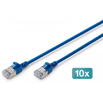 DIGITUS CAT 6A F-FTP Slim patch kábel, meď, LSZH, 0,5 m, sivý