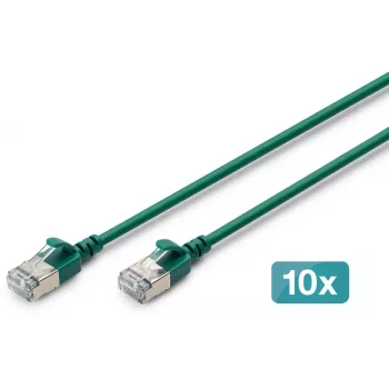 DIGITUS CAT 6A F-FTP Slim patch kábel, meď, LSZH, 0,5 m, sivý
