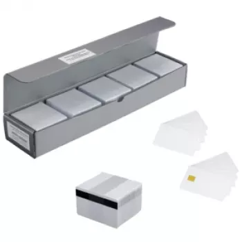 ICO MAGCARD250 magnetické prúžkové karty, balenie 250 ks bielych PVC kariet s HiCo magnetickým prúžkom, 30 mil, veľkosť kreditnej karty