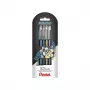 Pentel Dual Metallic gélové pero sada - 4 perá (čierna, modrá, zlatá, strieborná) - 0,5 mm - blister