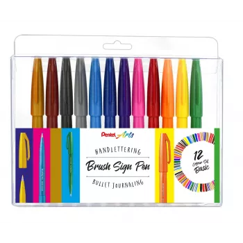 Pentel 12 SES15-12 štetcové pero sada rôzne farby