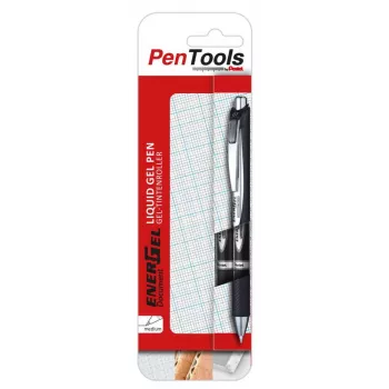 Pentel EnerGel Document tekuté gélové guľôčkové pero balenie 2 ks čierna 0,5 mm