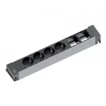 Bachmann Power Frame ALU napájacia jednotka do stola 6-slot 4x Type E zásuvky 2x RJ45 Cat.6 2m kábel