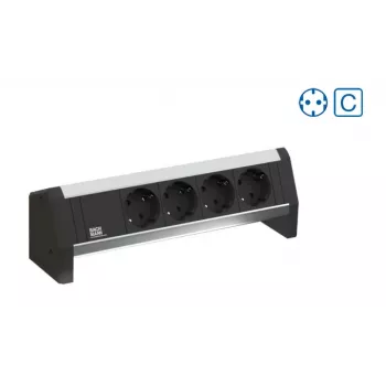 Bachmann Desk 1 zásuvkový blok - 3 AC zásuvky Type F - hliník/plast - 324 mm - interiér
