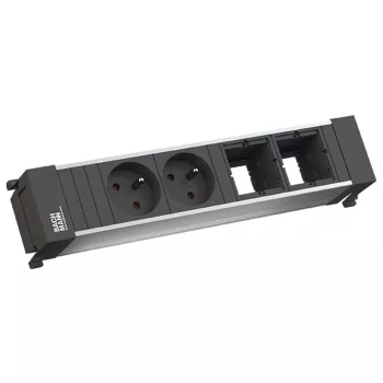 Bachmann Power Frame 916.047 stolová zásuvková lišta 2x Type E (FR/UTE) strieborná