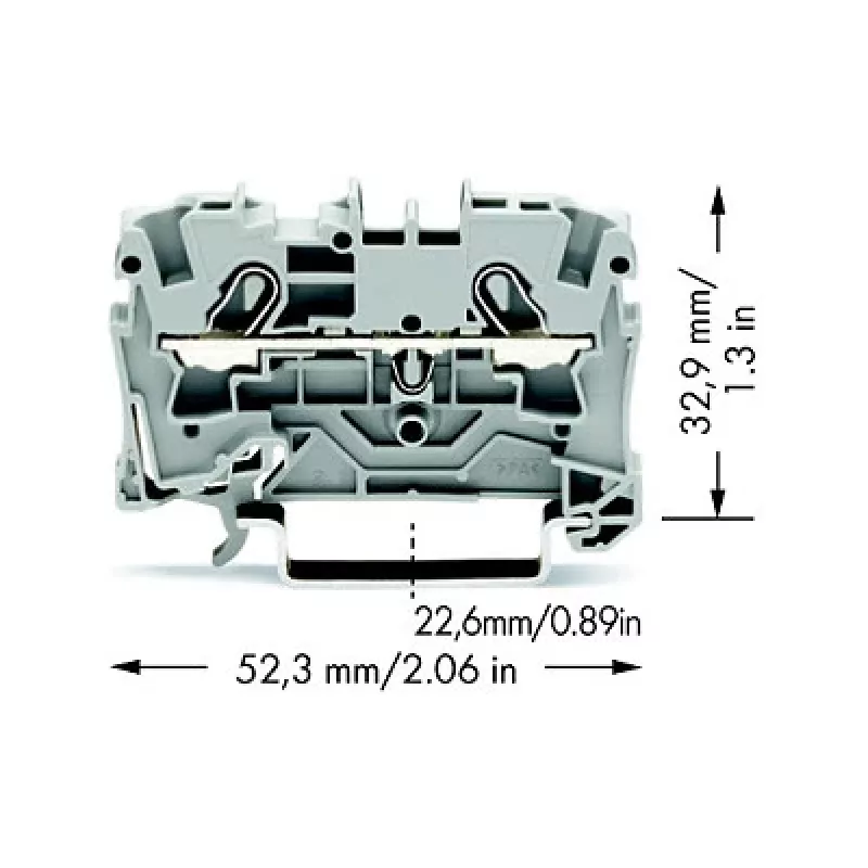 WAGO 2004-1201 priechodná svorka, 2-vodičová, 800 V, 32 A, sivá, šírka 6,2 mm, CAGE CLAMP