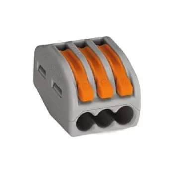 WAGO 222-413 3-vodičová páčková spojka, 32 A, 400 V, sivá/oranžová