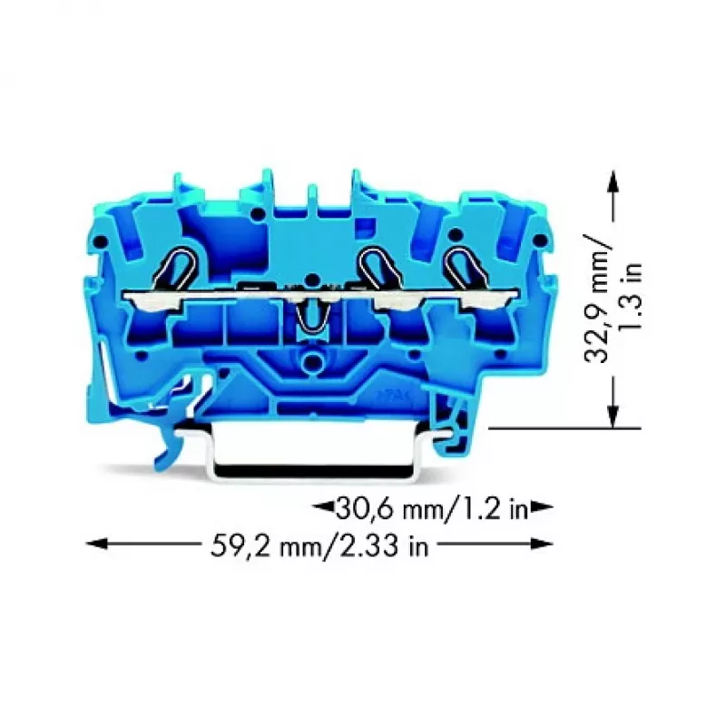 WAGO 2002-1304 3-vodičový Push-in svorkový blok, 2,5 mm², 800 V, sivý