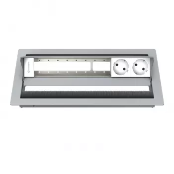 Kindermann CablePort standard² 6-násobné stolové pripojovacie pole puzdro strieborná