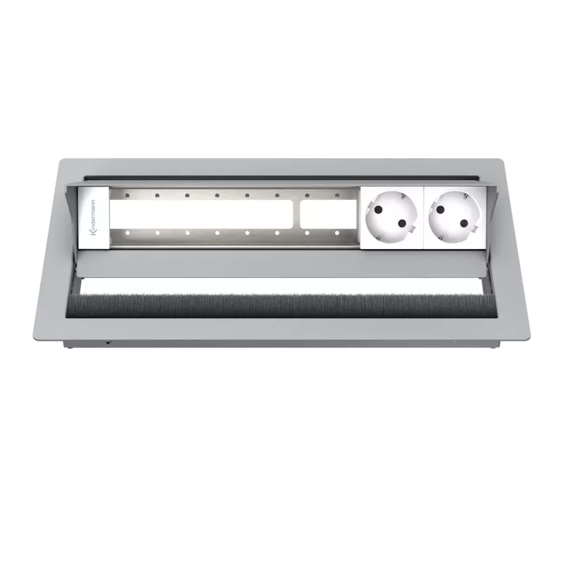 Kindermann CablePort standard² 6-násobné stolové pripojovacie pole puzdro strieborná