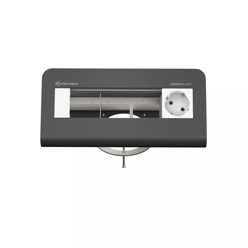 Kindermann CablePort desk 80 4-násobný stolový napájací modul, čierny